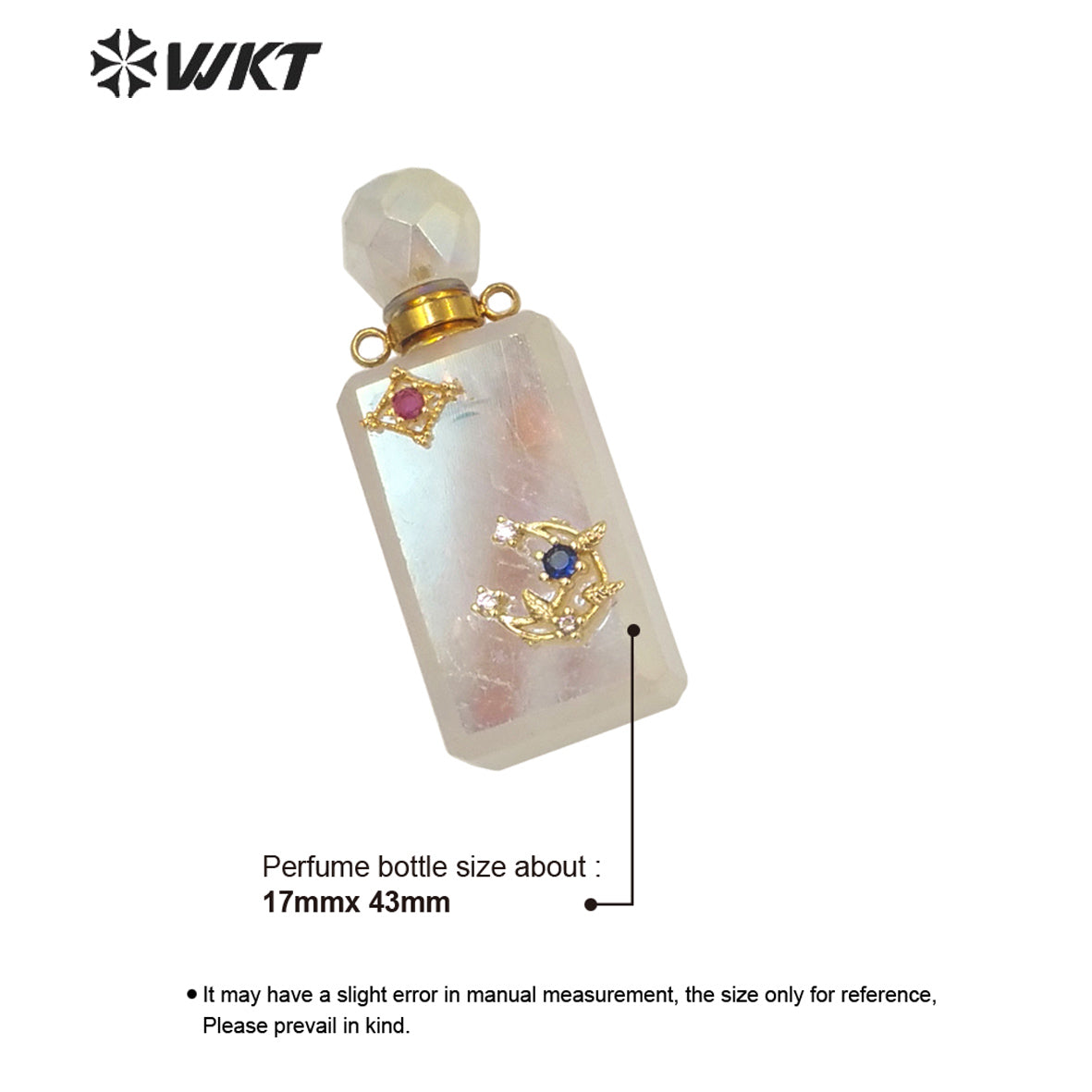 WT-P1692 Factory Directly Sale Fashion Angel Aura Crystal Quartz Stone Perfume Bottle Pendant Gold Cz Charm Crystal Pendant