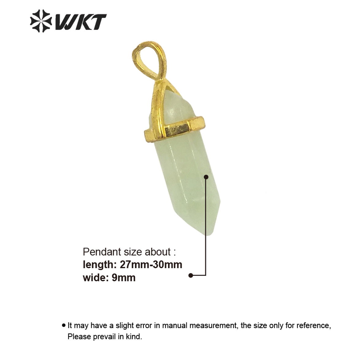 WT-P1864 Trendy Hot Spirit Quartz Double Point Bullet Pendant Gold Cap Natural Gemstone Hexagon Stone Jewelry Pendant