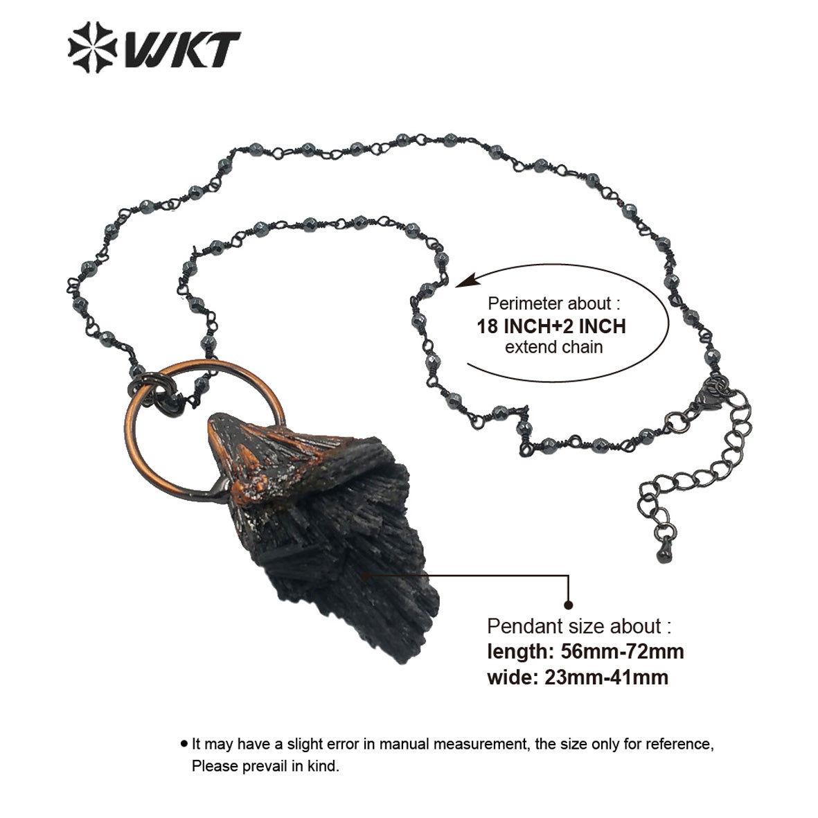 WT-N1215 Natural Black Tourmaline Necklace in Antique Copper Electroplated Popular Lady Jewelry Black Tourmaline Necklace