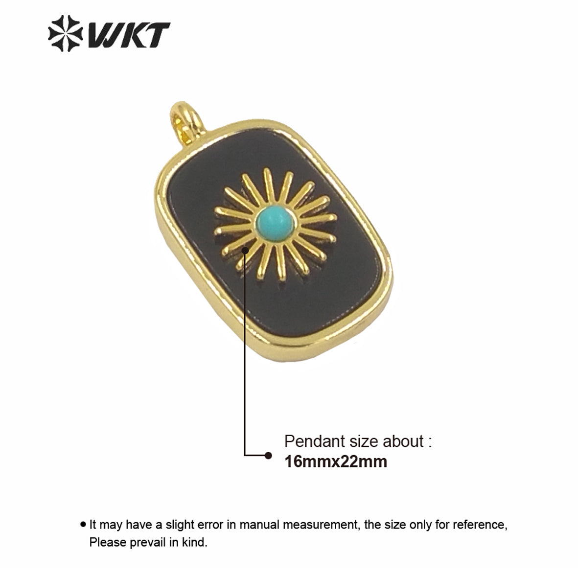 WT-P1590 Amazing Gold Electroplated Bezel Natural Stone Setting square Pendant Fashion Women Themed Charm Stone Pendants