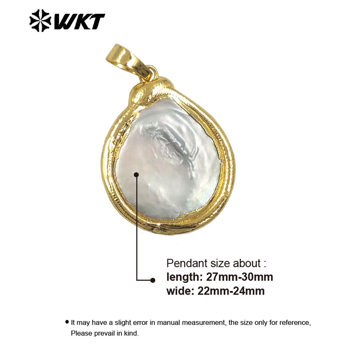 WT-JP402 New Arrivals Natural Freshwater Pearl Pendant With Gold Edged Simple Drop Shape Wholesale Jewelry for Handmade DIY