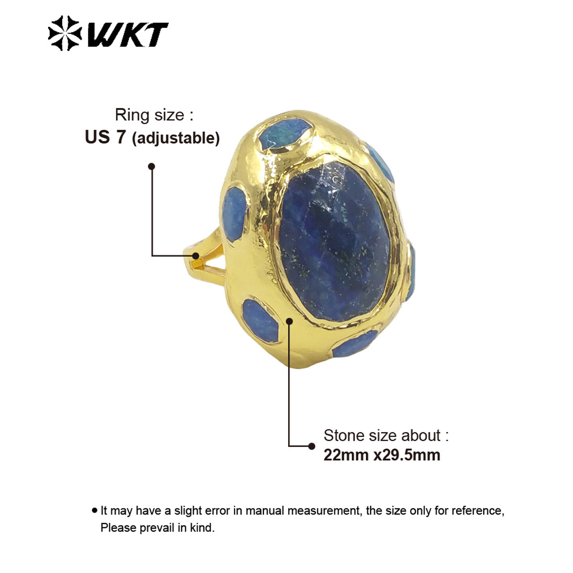 WT-R405 Natural Gemstone Sodalite Amethyst Ring 18k Gold Plated Ball Ring Noble Gas Art Fashion Women Gemstone Ring