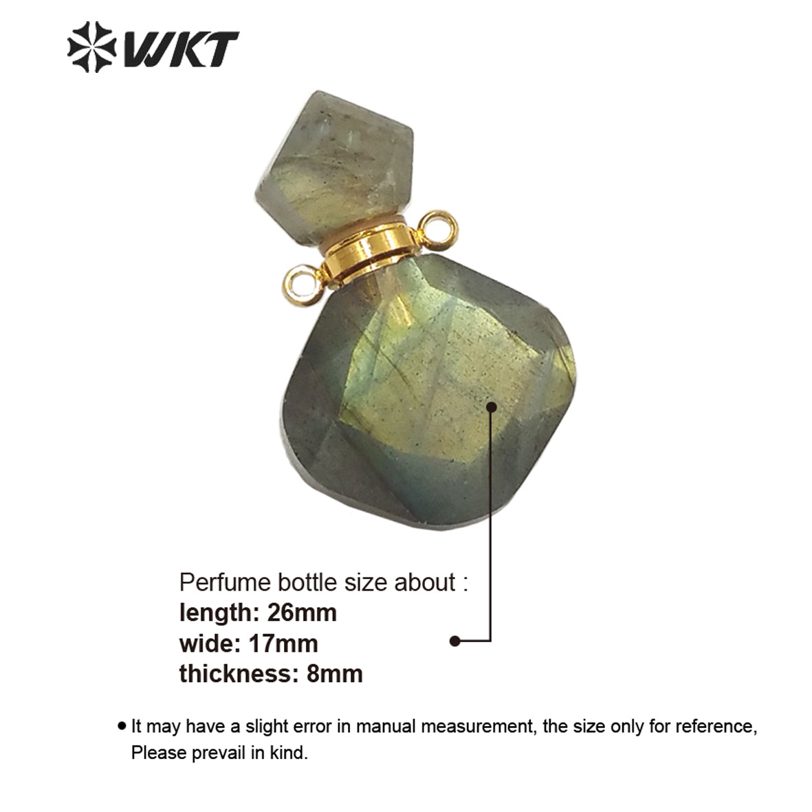 WT-P1673 Newest Charming Elegant Small Size Natural Stone Perfume Bottle Pendant for Necklace Women Stone Made Bottle Pendant
