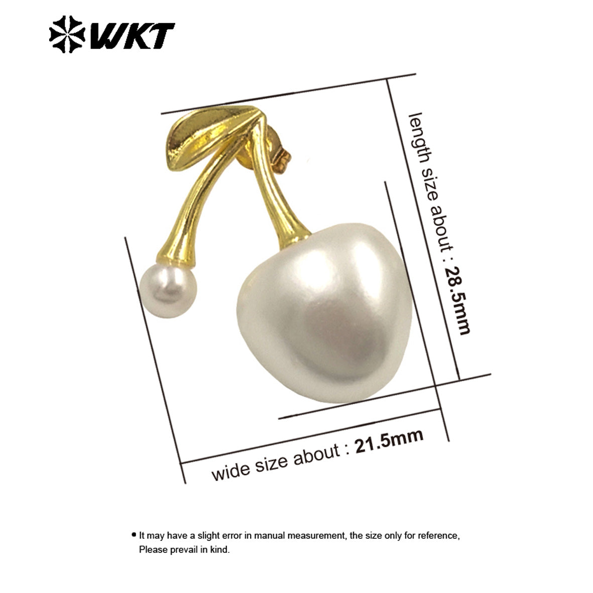 WT-ME122 Exquisite Cherry Design Women Earrings Yellow Brass With Drop Oil Gold Plated Red And White Color Good Quality Jewelry