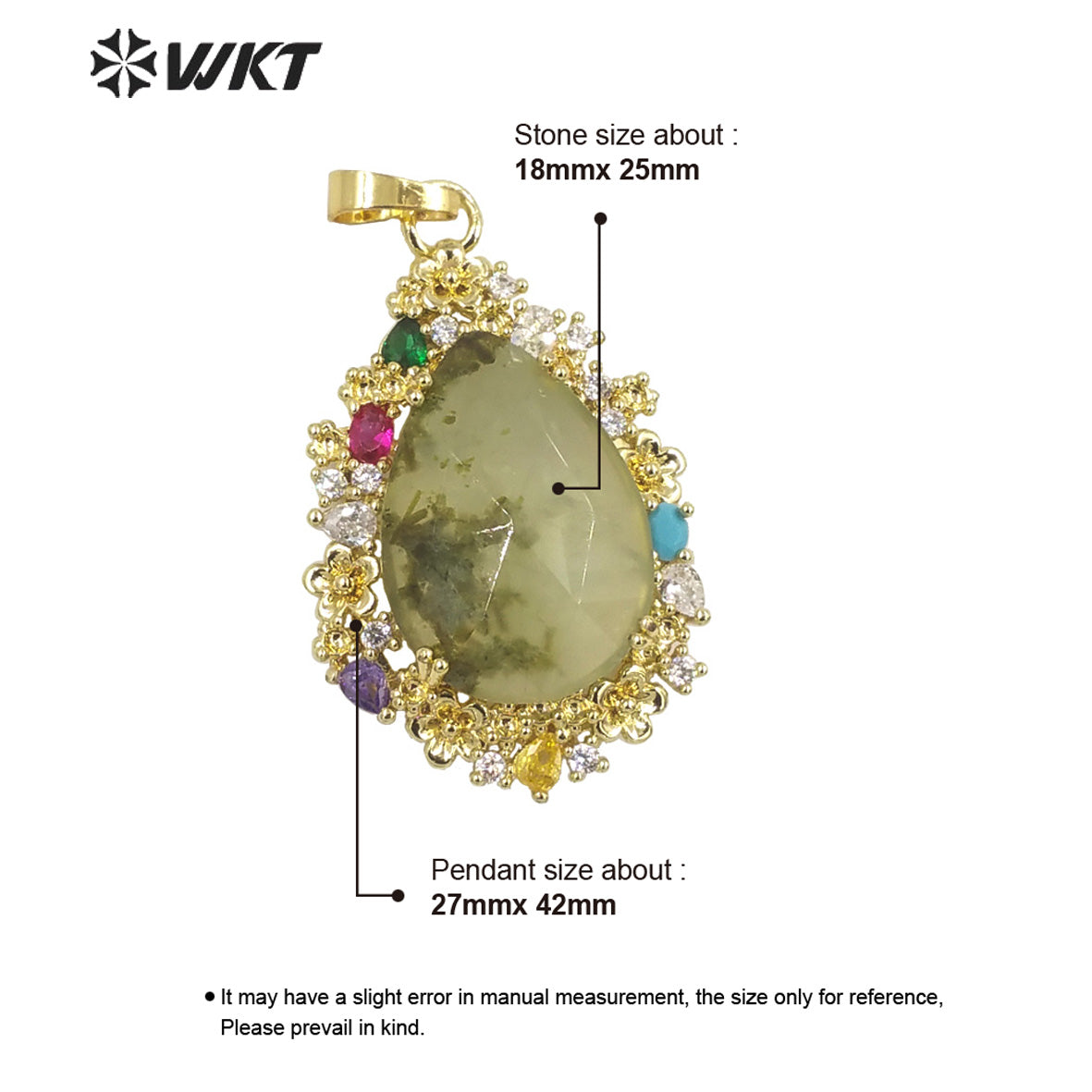 WT-P1877 Wholesale Fashion Gold Water Drop Micropaved Cubic Zircon Setting Natural Stone Pendant for Necklace Earring Design