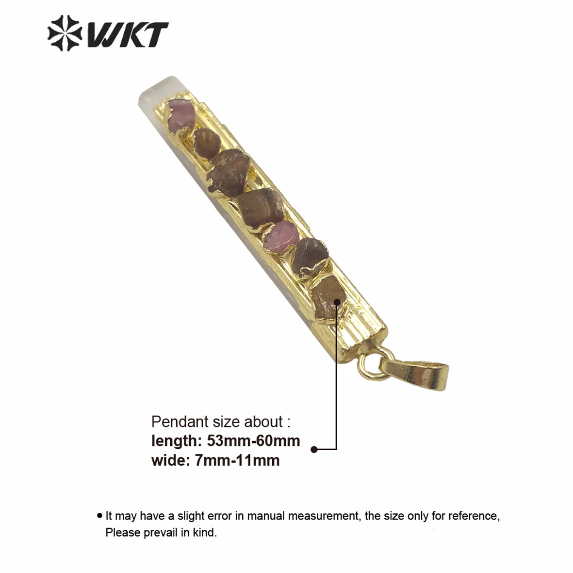 WT-P1560 Amazing Charming rainbow Tourmaline Stick Selenite Stone Necklace Slim Long White Selenite Charm Stone Necklace