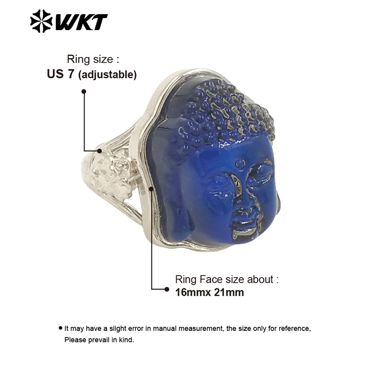 WT-R547 Natural Transparent Blue Crystal in Titanium 18K Gold Plated and Silver Color Ring for Man and Women Fine Accessory