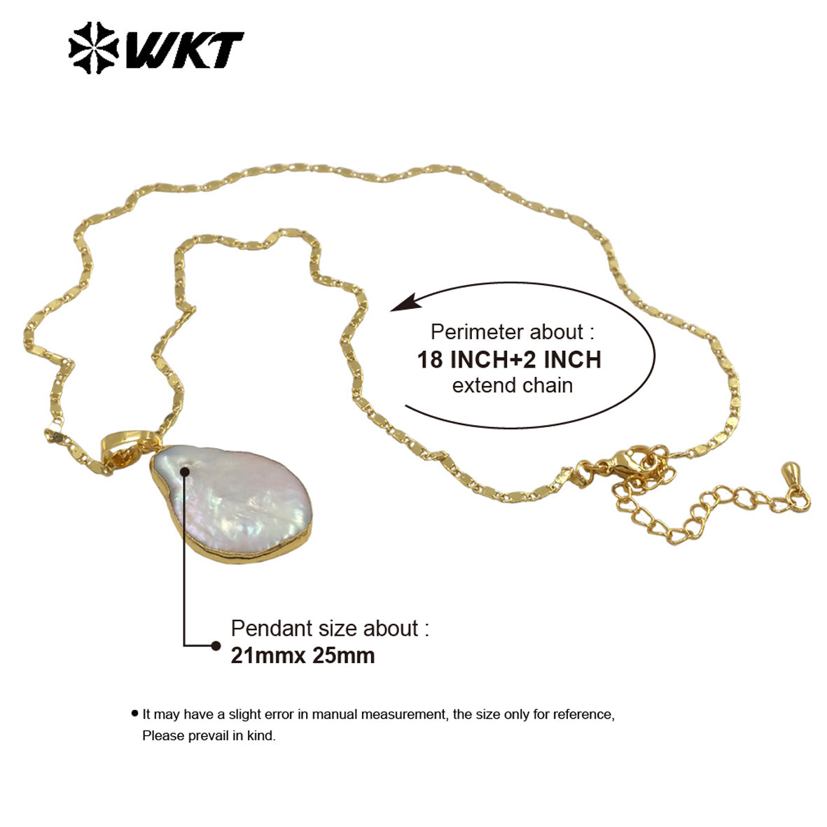WT-JN347 Simple Style Gold Electroplated Tiny Chain Natural Freshwater Pearl Women Necklace For Daily Wearing Jewelry