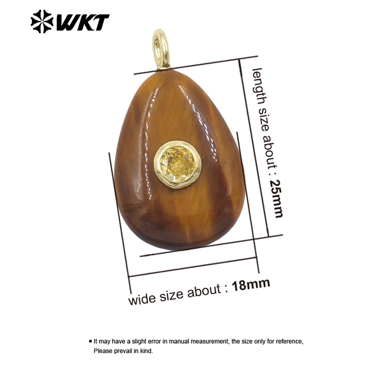 WT-P2022 Simple Design Waterdrop Shape Smooth Natural Gemstones Set In Zircon Small Pendant For Women Earrings DIY Accessory