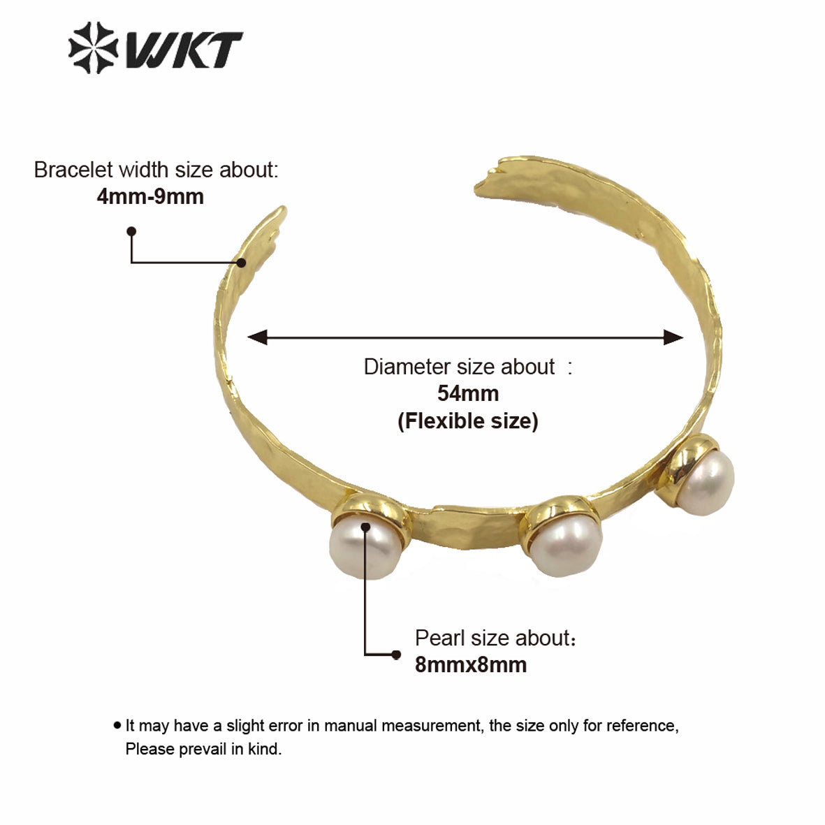 WT-MPB004 Amazing Unique Triple Pearl in Middle Women Gold Electroplated White Pearl Bangle Women Pearl Gift Bangle