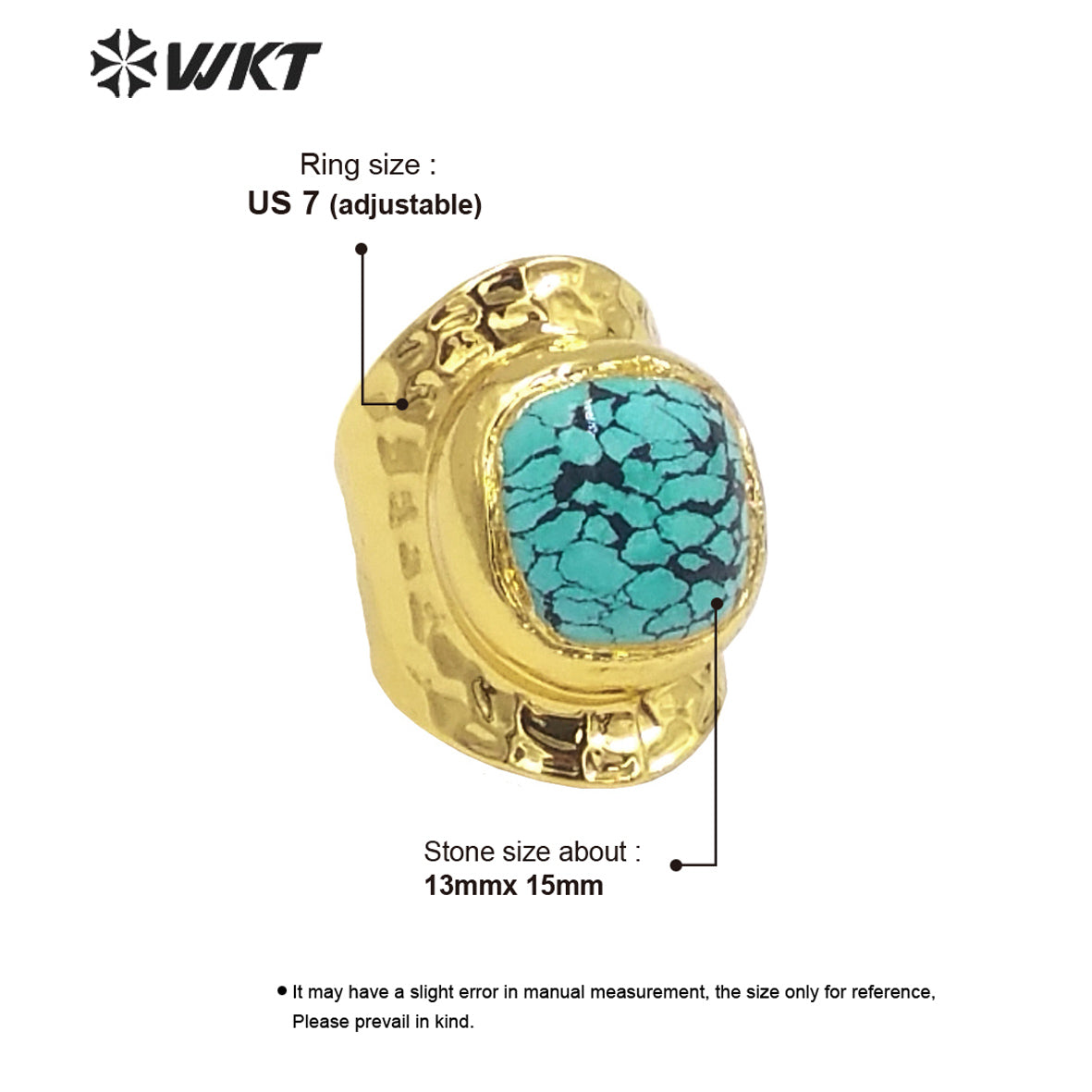 WT-R473 New Design Natural Turquoise Ring With Women Fashion Gold Plated Peacock Stone Ring Boho Charming Ring