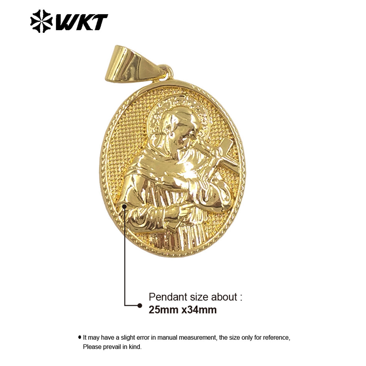 JFE143 New Arrival Metal Yellow Brass Pendant Oval Shape Religious Style Gold Electroplated For Jewelry Handmade Well Quality