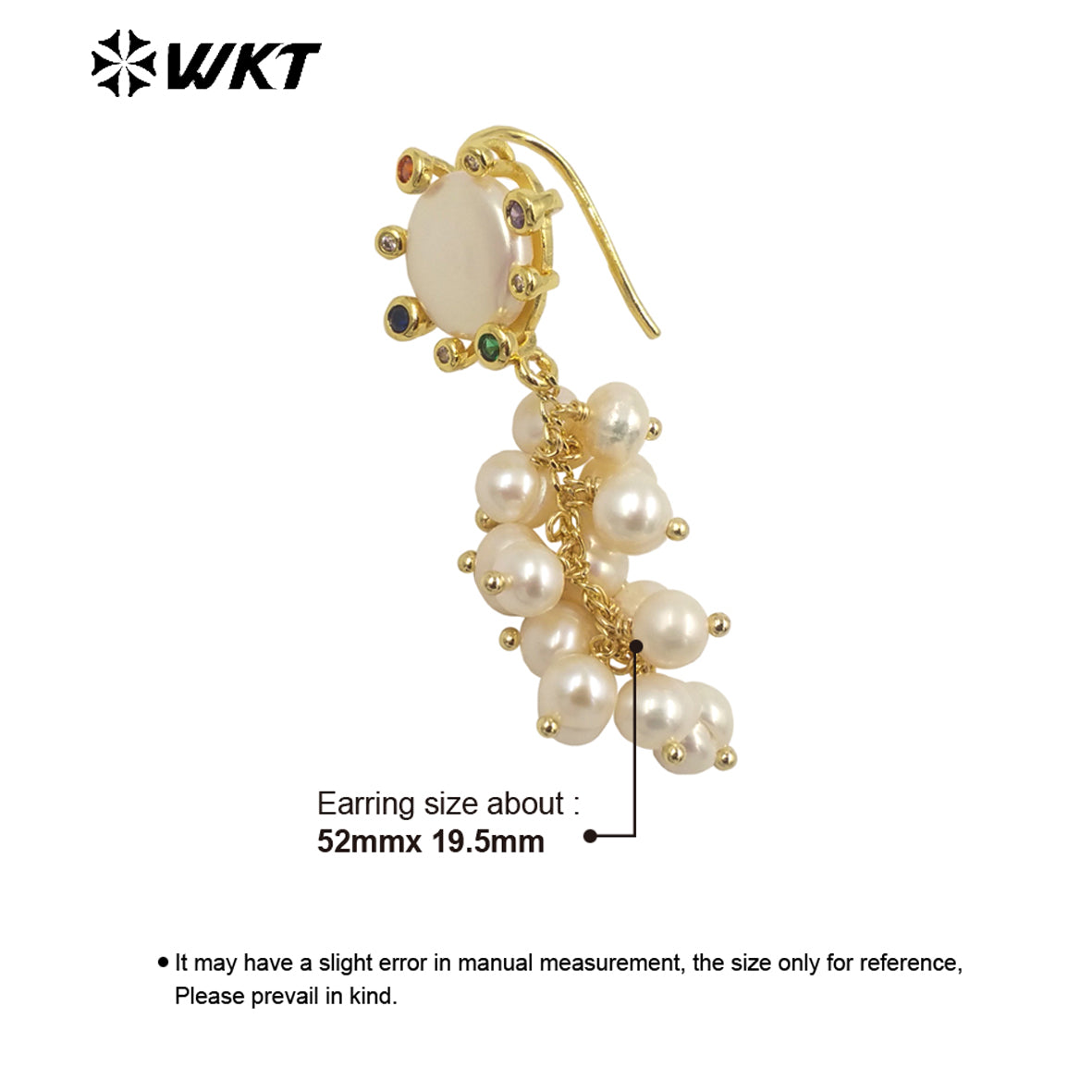 WT-MPE095 Wholesale Fashion Tiny Pearl Long Dangle Earrings Gorgeous Handmade Claw Setting Zircon Pearl Studs for Wedding