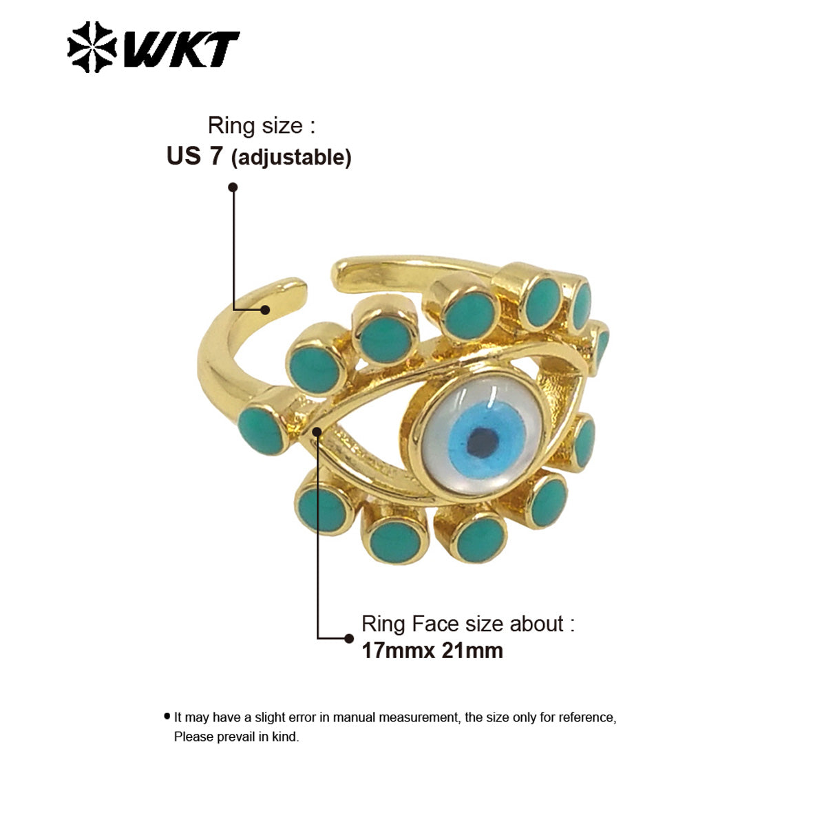 WT-MPR104 Wholesale Fashion Gold Charming Lady Horse Eye Shape Shell Eye Ring Adustable Size Engagement Party Rings