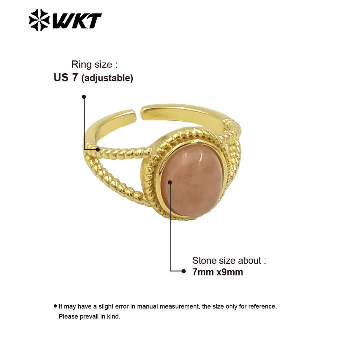 WT-R507 Wholesale Fashion Gold Plated Oval Shape Delicate Stone Setting in 18K Gold Plated Malachite Lucky Ring