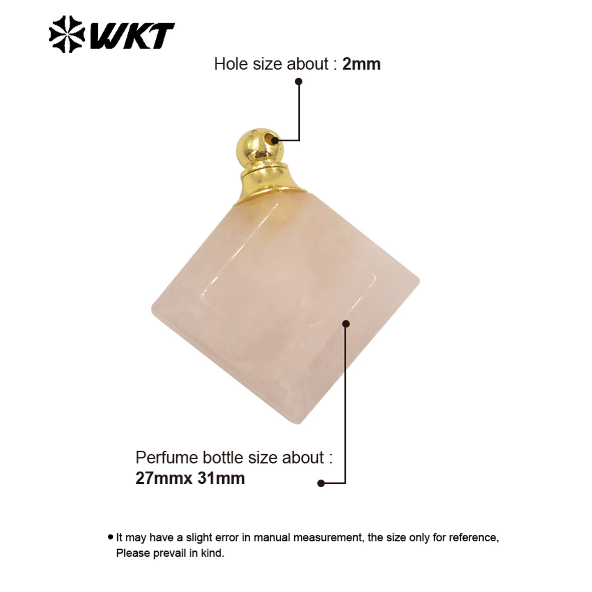 WT-P1980 Newest Fashion Gold Plated Diamond Shape Double Faceted Precious Gemstone Made Perfume Bottle Jewelry Pendants