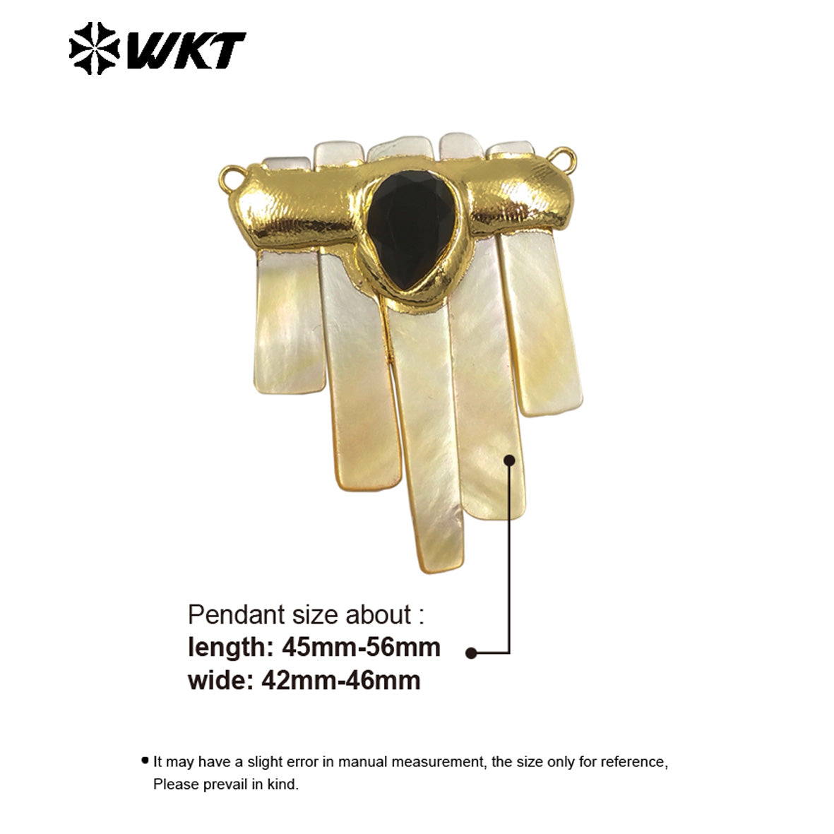WT-JP412 Hot Sales Gold Electroplated Natural Shell Statement Pendant With Double Hoops For Necklace Jewelry Making