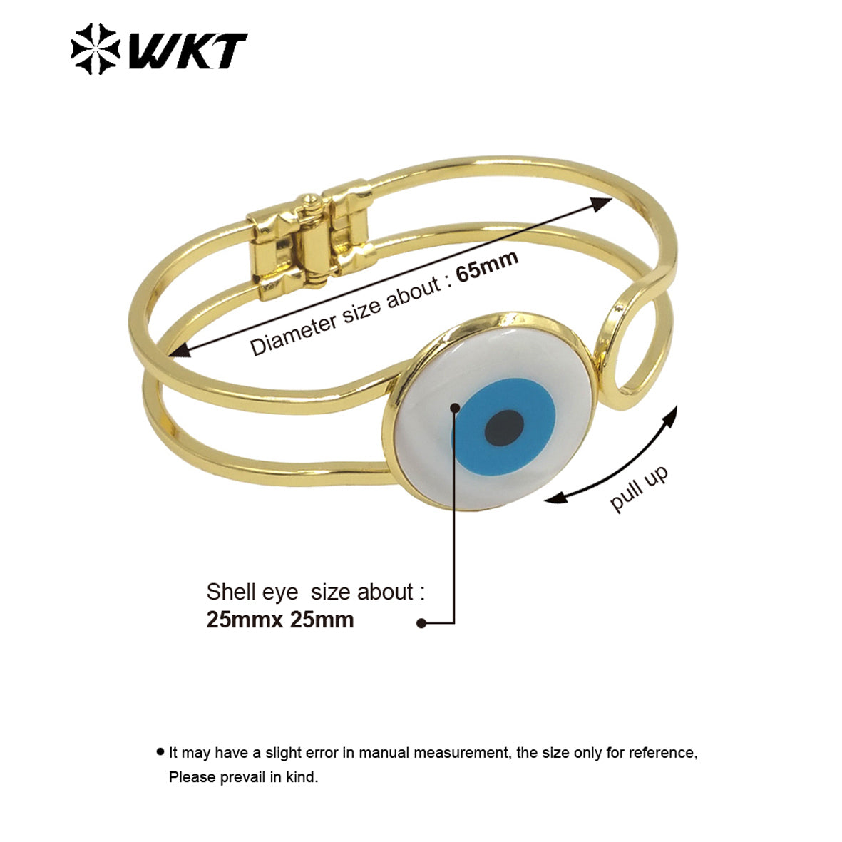 WT-MPB093 Eye of Devil Punk Fashionable 18k Real Gold Resist Tarnishable Europe and America Natural Shell Cuff Bangle