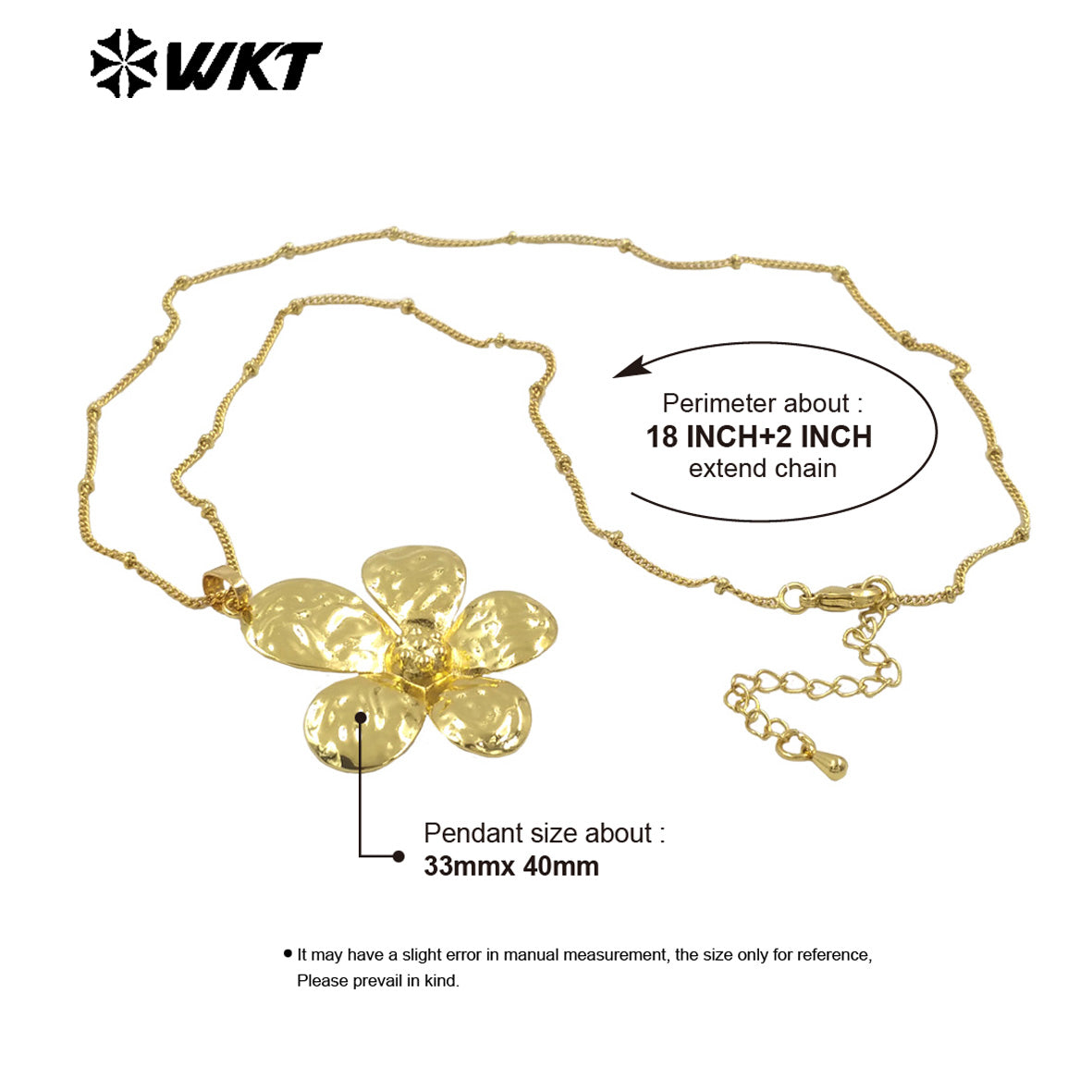 WT-N1478 Wholesale New Products Natural Yellow Brass Beautiful Delicate Flower Necklace for Women As Versatile Daily Decoration