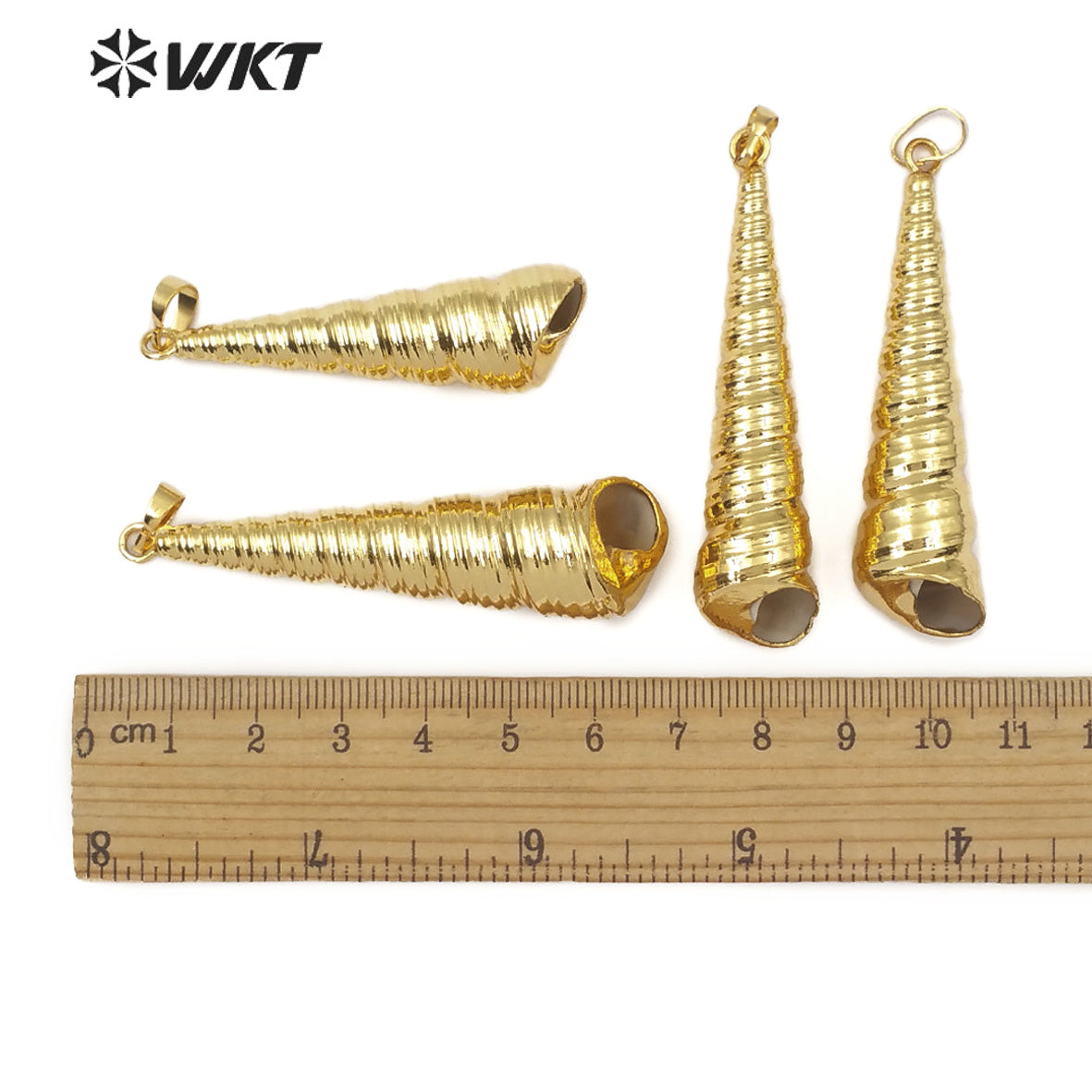 WT-JP118 Fashion Pendant Jewelry for Women Shell Necklace Full Gold Dipped Long Conch Pendant Trumpet Shell Pendant