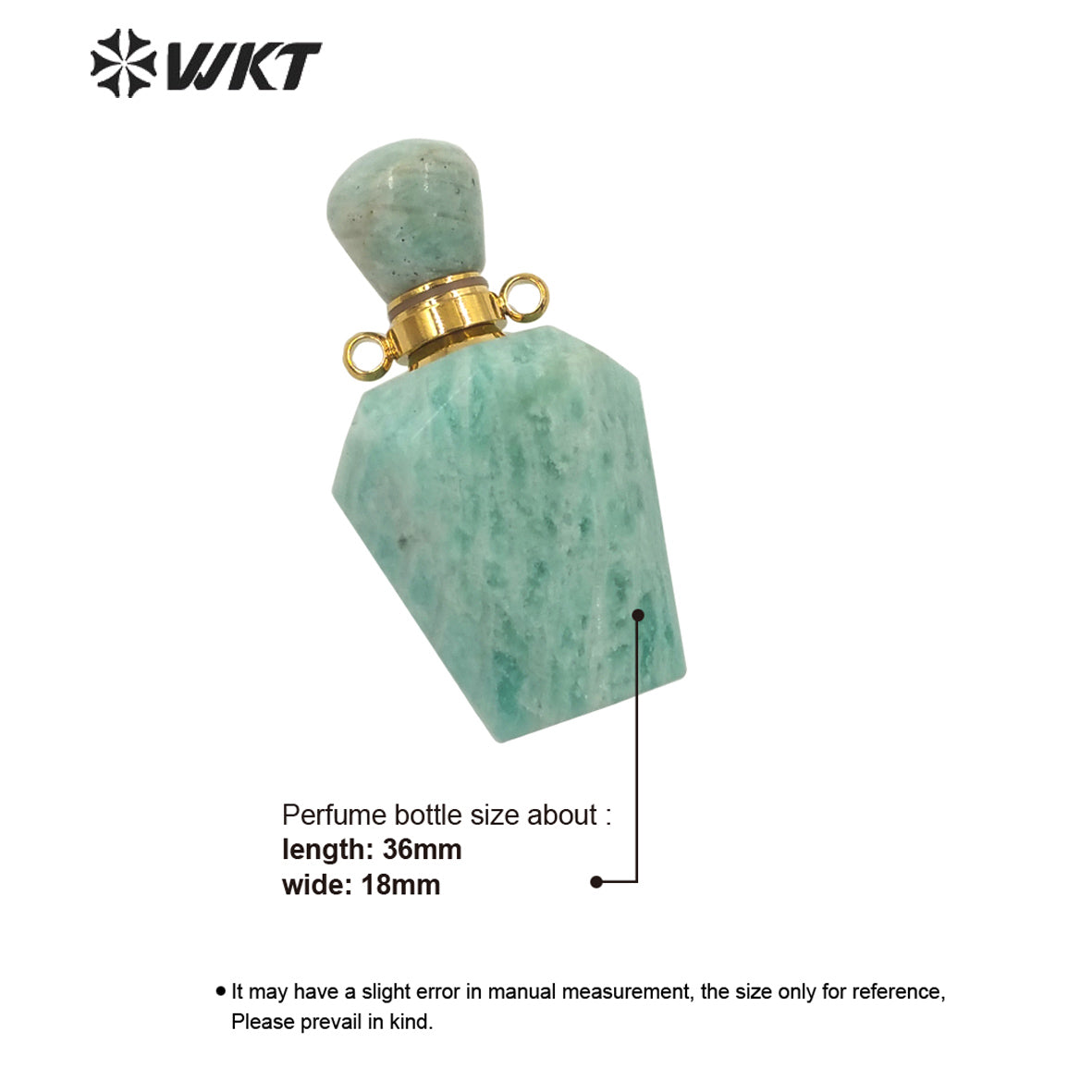 WT-P1691 New Color Natural Gold Stainless Steel Amazon Stone Perfume Bottle Pendant Lady Essencial Oil Bottle Pendant