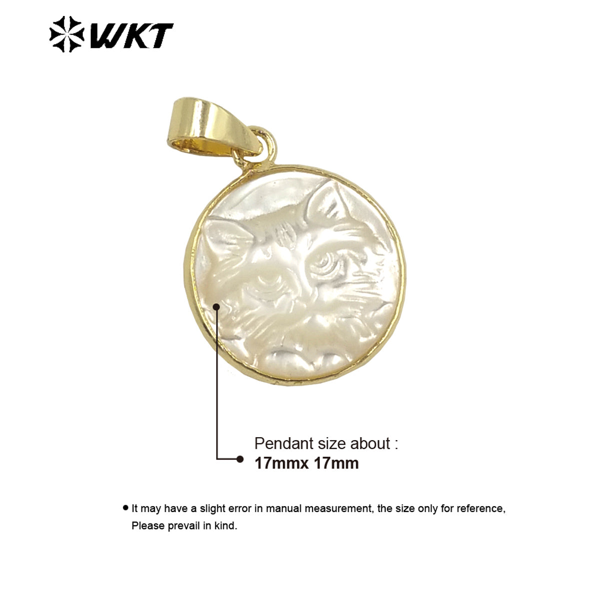 WT-JP346 WKT New Arrival Novel Cat Engraved Colorful Design Ball Shaped Gold Plated Necklace Pendants Shell Pendant