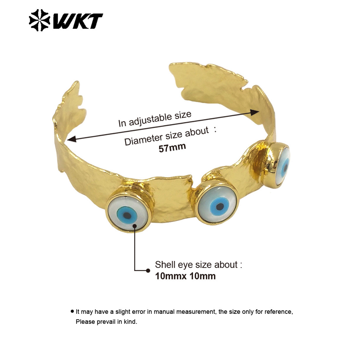 MPB108 WKT New Designer 18K Real Gold Plated Resist Tarnishable Triple 3 Round Turkey Shell Eye Bangle Lovely Jewelry
