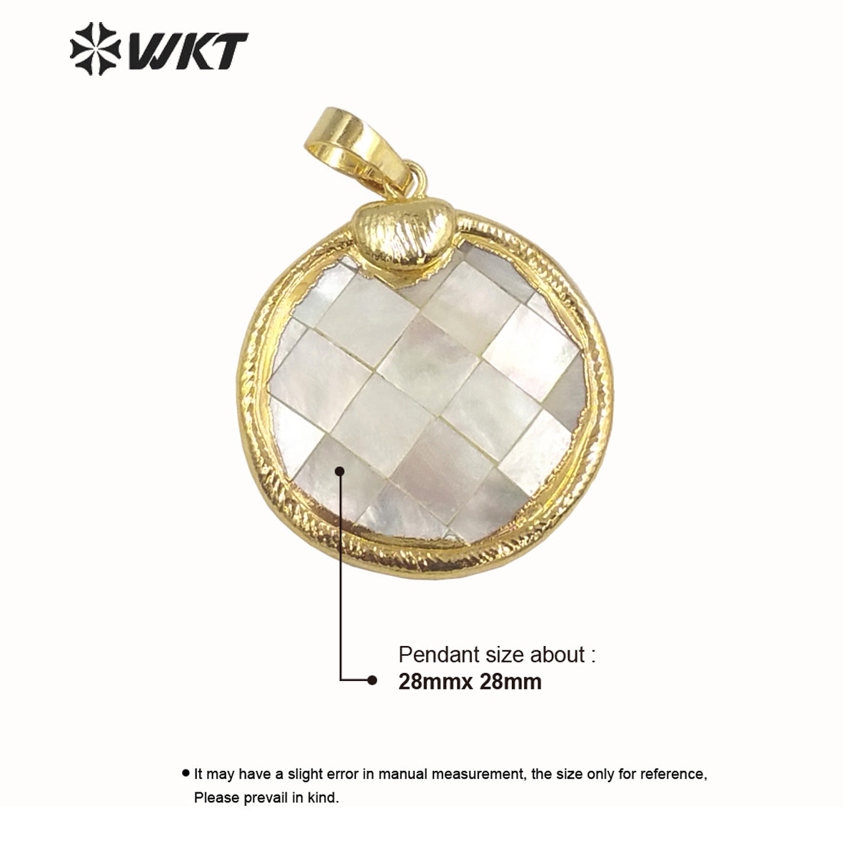 WT-JP351 WKT Classic Vintage Hot Selling Natural Shell Round Shaped Luxury Scallop Necklace Pendants