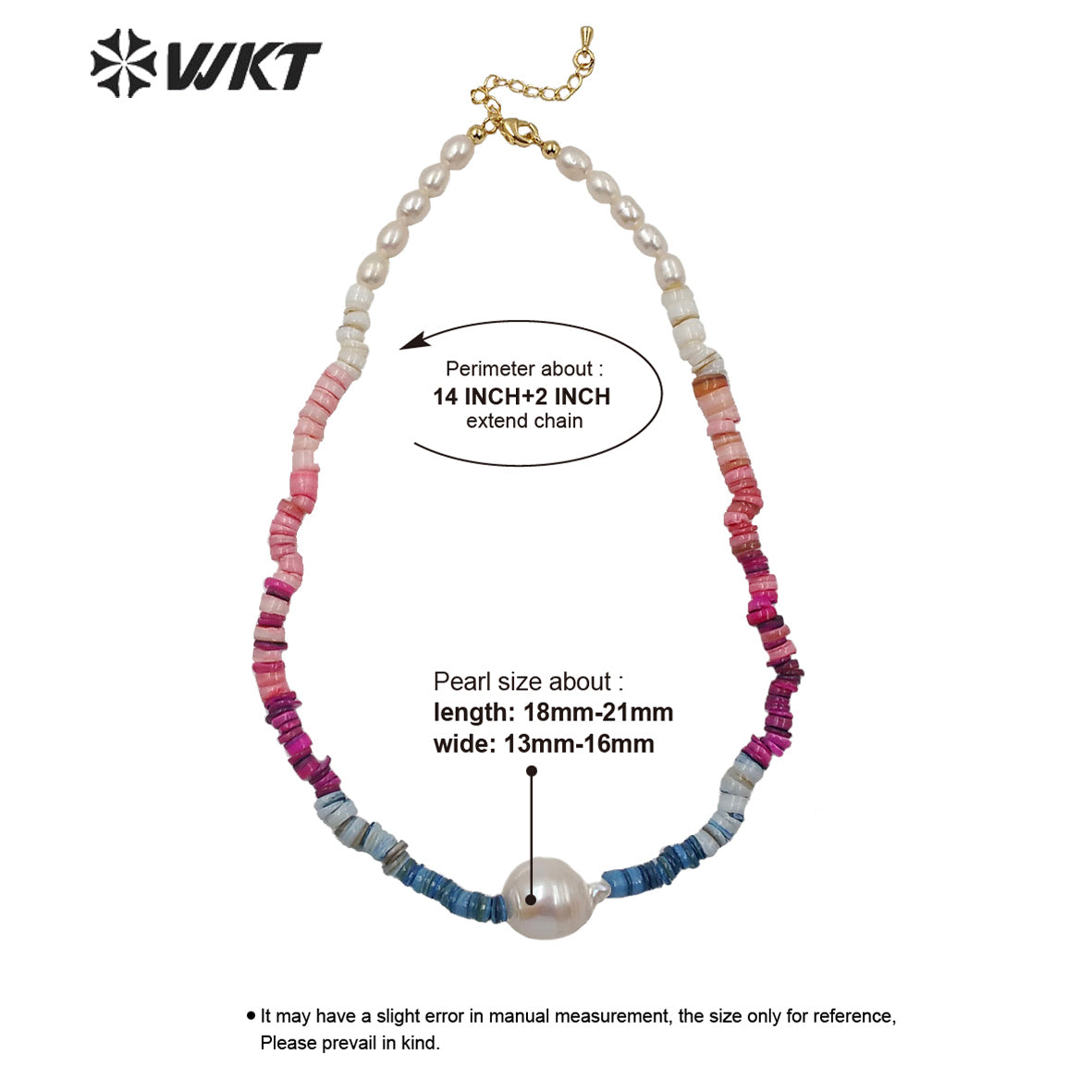 WT-JN114 Amazing Colorful Shell Beads and Baroque Pearl Necklace Stylish Charm Natural Pearl and Shell Necklace