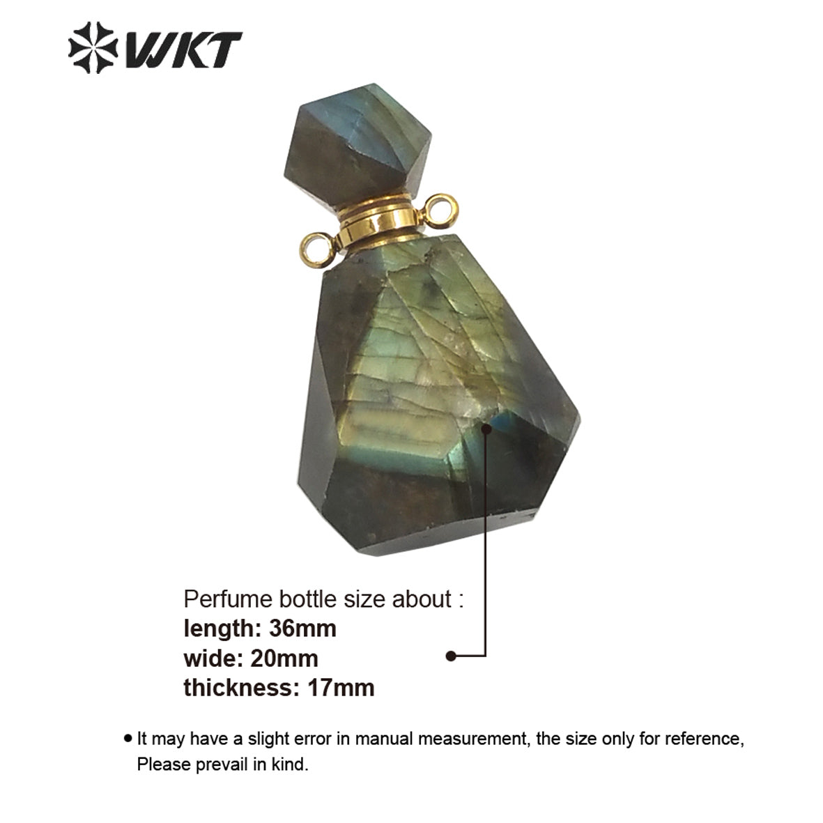 WT-P1627 Gorgeous Natural Faceted Flash Labradorite Perfume Bottle Pendant for Women Esencil Oil Bottle Jewelry Pendant