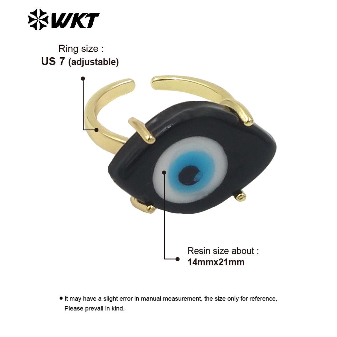 WT-MPR088 Wholesale Fashion Gold Claw Setting Resin Horse Eye Ring for Girl Healing Attractive Drop Oil Making