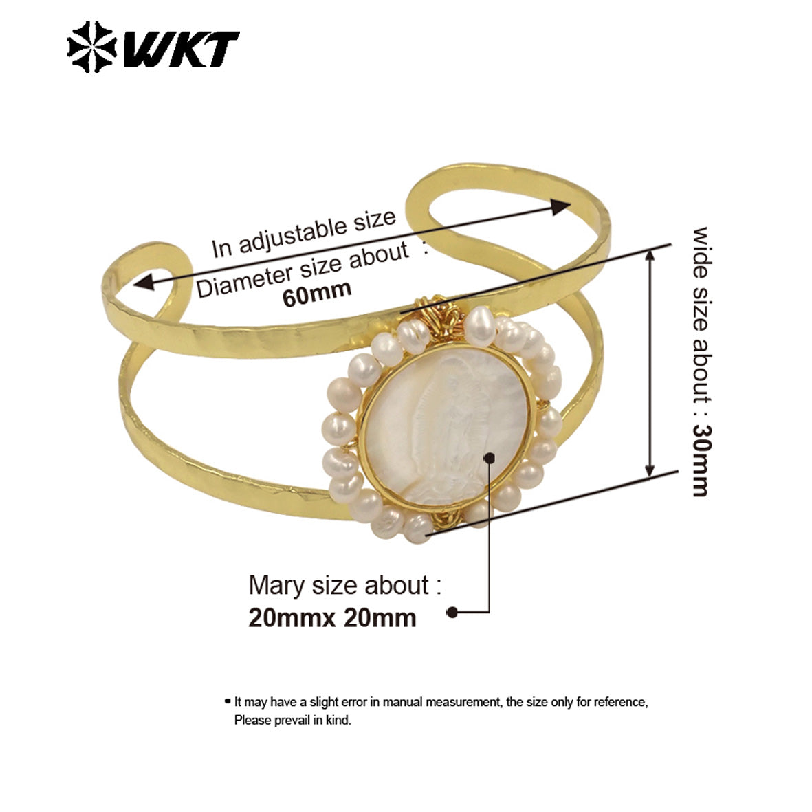 MPB132 Wholesale Religious Gold Plated Double Layers Hand Carved Shell And Pearl Adjustable Bangles As Ladies Party Present