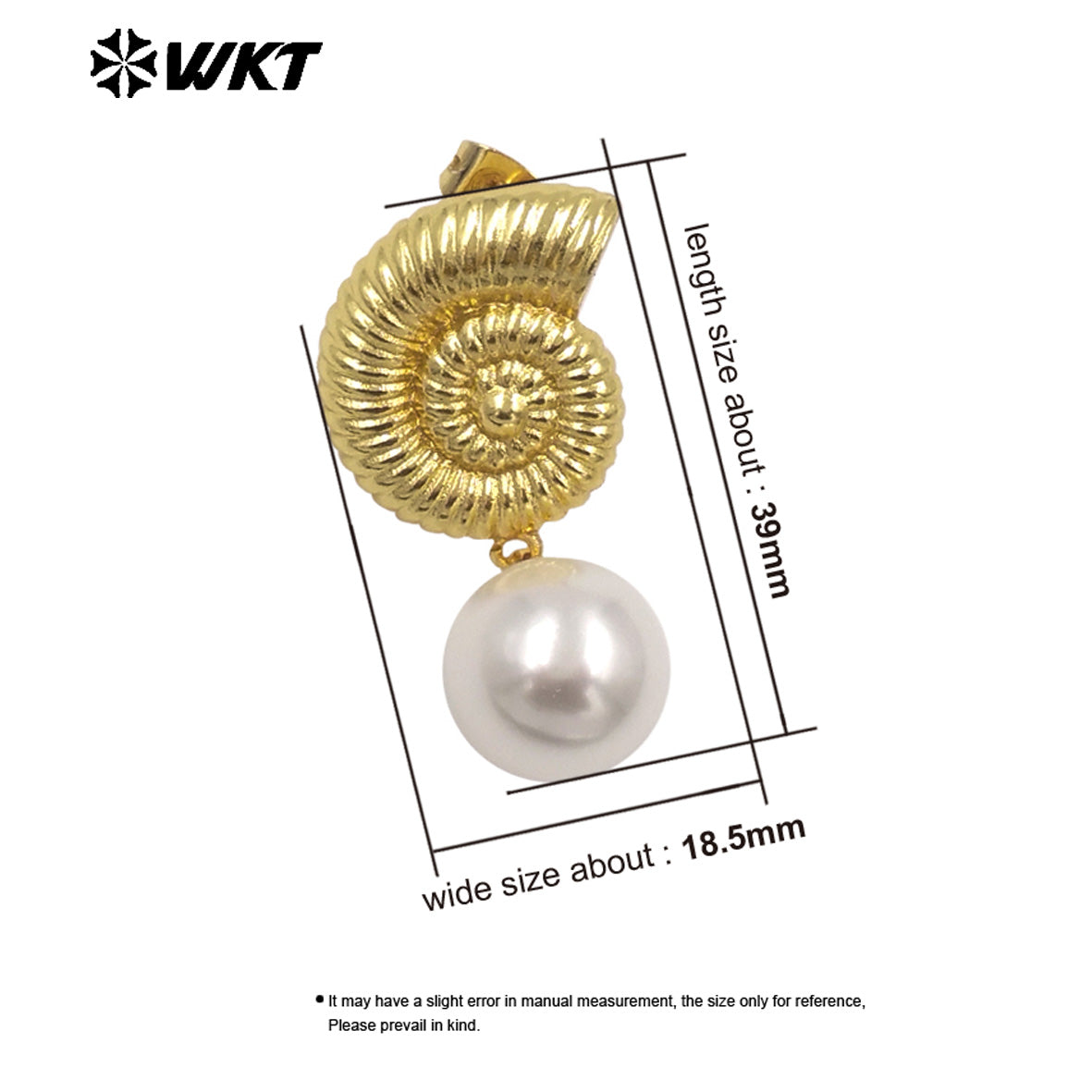 WT-ME132 Fashion Gold And Silver Plated Shell Shape Double Designs Brass With Artificial Pearl Earrings For Women Daily Wearing