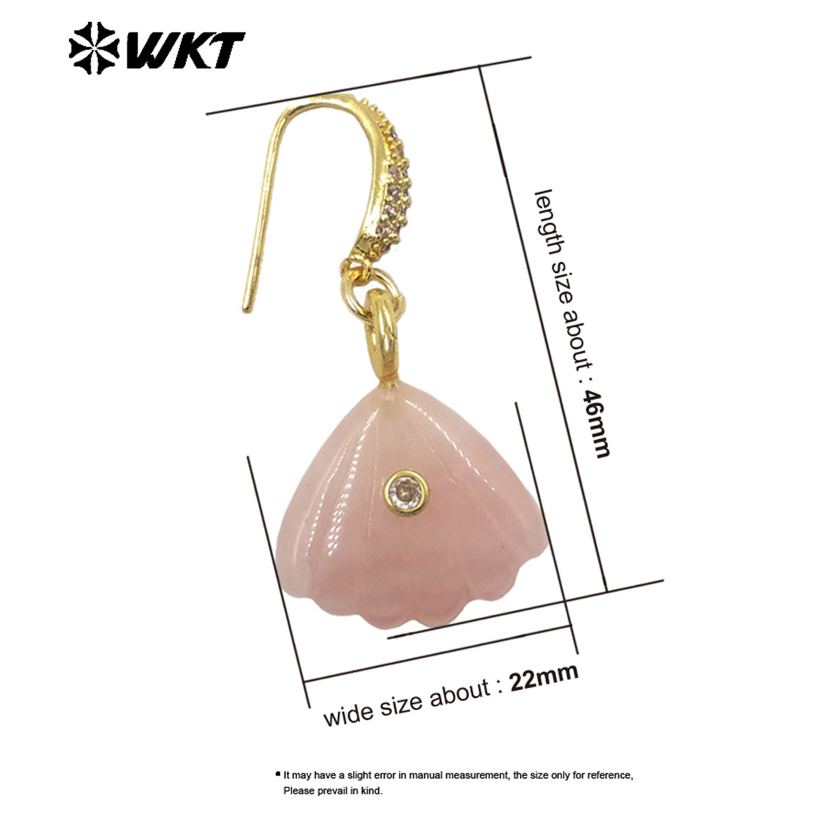 WT-E820 Wonderful Exquisite Natural Gemstones Carved Shell Shape Gold Little Earrings For Women Summer Vacation Wearing