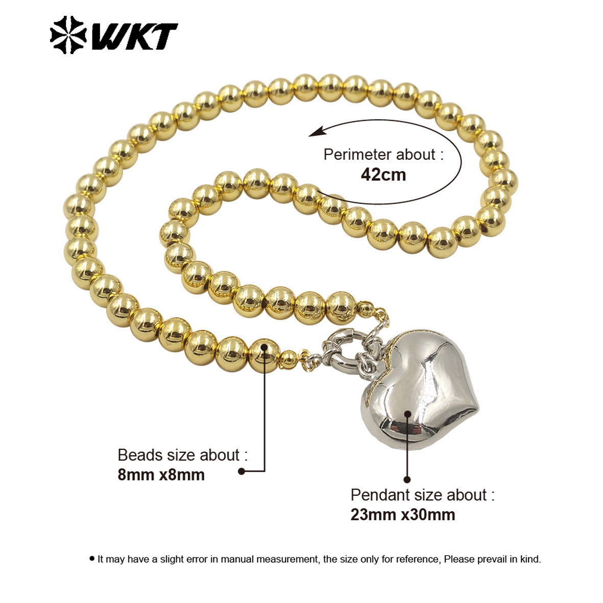 WT-JFN10 Amazing Lovely 8MM 18K Real Gold Plated Round Ball Beads 16 Inch Long Charm Pendant Necklace