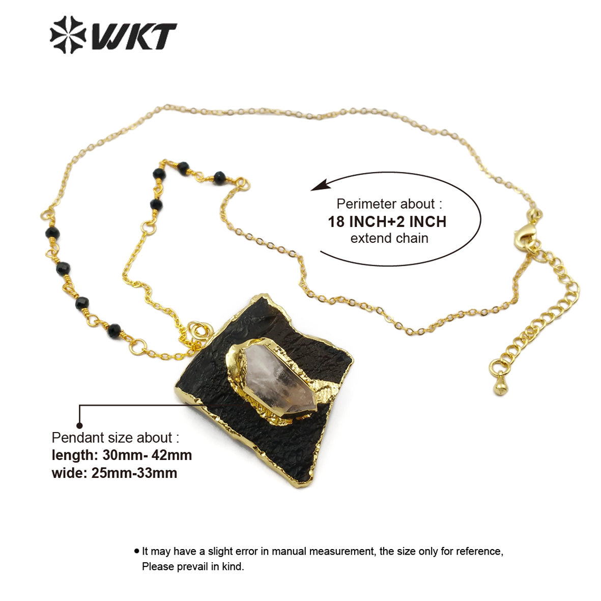 WT-N1166 Wholesale New Design Natural Black Tourmaline Pendant Necklace Natural Stone Necklace Irregular Shape Women Necklace