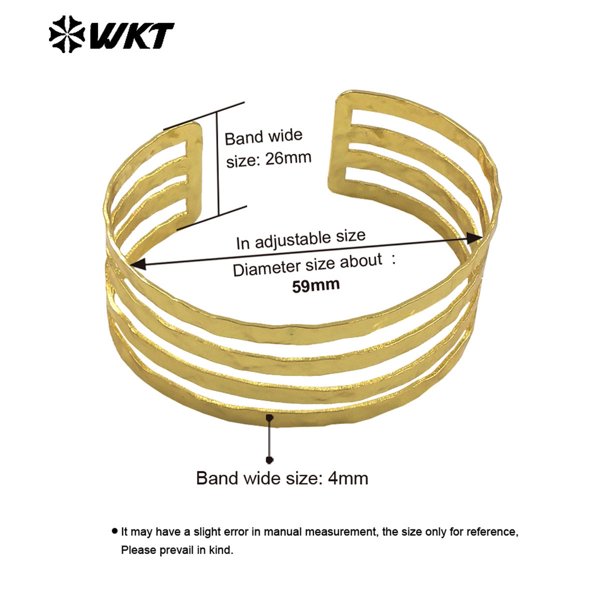 WT-B658 Wholesale Fashion Gold Plated Multi Layer Simple 18K Yellow Brass Metal Resist Tarnishable Big Bangle