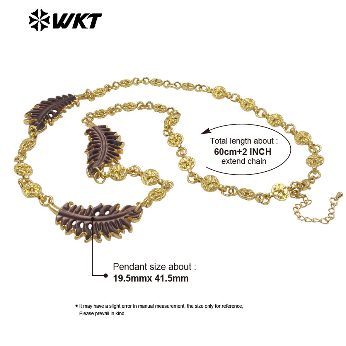 WT-JN351 Newest Design 18K Gold Plated Three Natural Shell Feather Shape Charms Necklace For Women Amazing Jewelry Gift