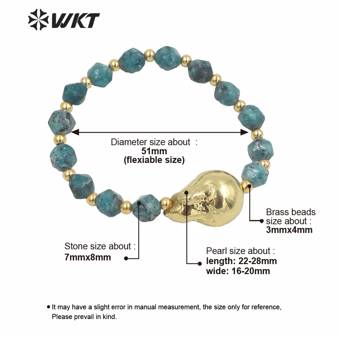 WT-MPB024 Wholesale Gold Electroplated Stone Beads Bracelet Full Gold Dipped Baroque Pearl Stone Bracelet for Women