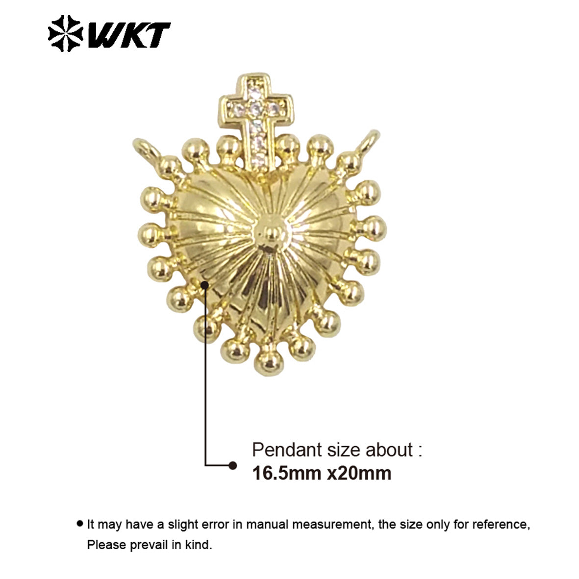 WT-MP293 Amazing New Popular Sant Heart Gold Plated Brass Religious Jewelry Pendants for Necklace