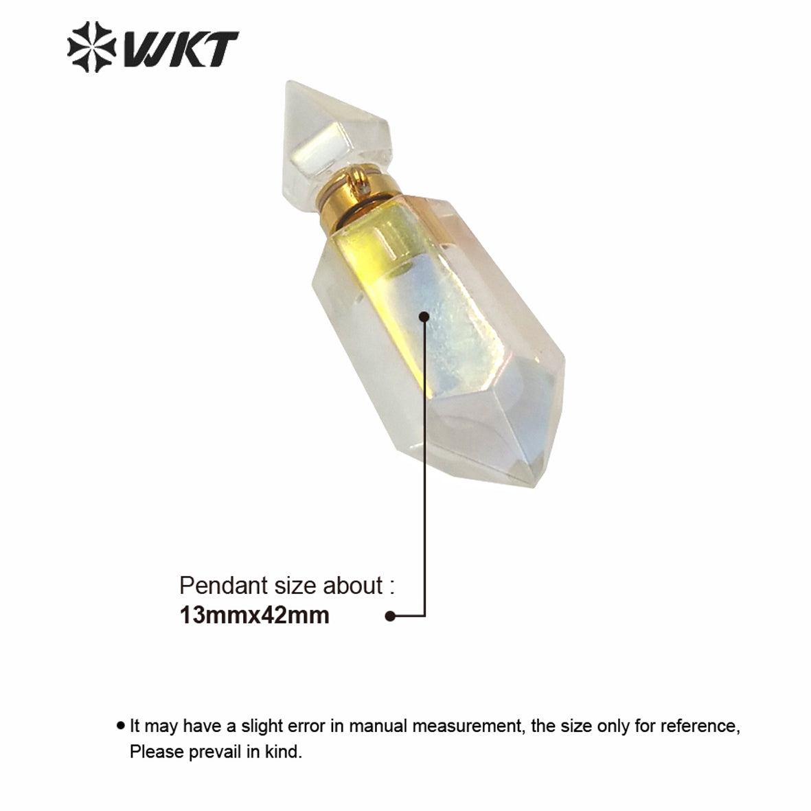 WT-P1591 Amazing Lady Fashion Natural Crystal Quartz Aura Perfume Bottle Pendant As Gift for Friends Essential Oil Pendant