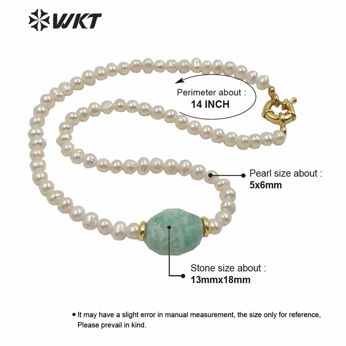 WT-JN120 WKT Gorgeous Women Natural Freshwater Pearl Choker Necklace 6mm Irregular Pearl Beads Choker Necklace With Theme Stone