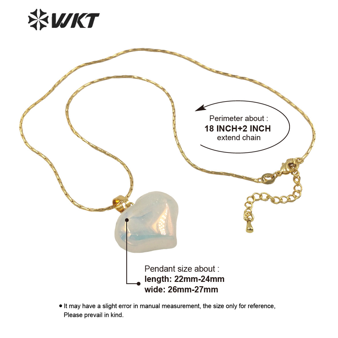 WT-N1336 WKT Lovely Heart Shape Shiny Crystal Heart Pendant Necklace Natural Stones Aura Quartz Jewelry Lover Necklace