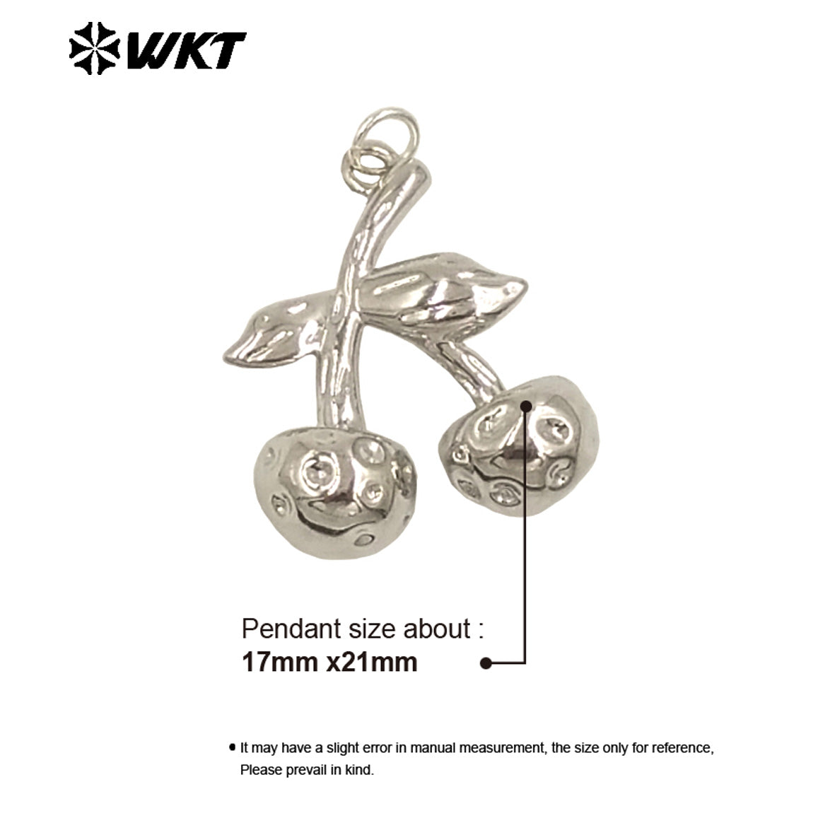 WT-JFE151 Wholesale Women Jewelry Finding Tiny Pendant Silver Gold Plated Cherry Shape Metal Yellow Brass For Earrings DIY