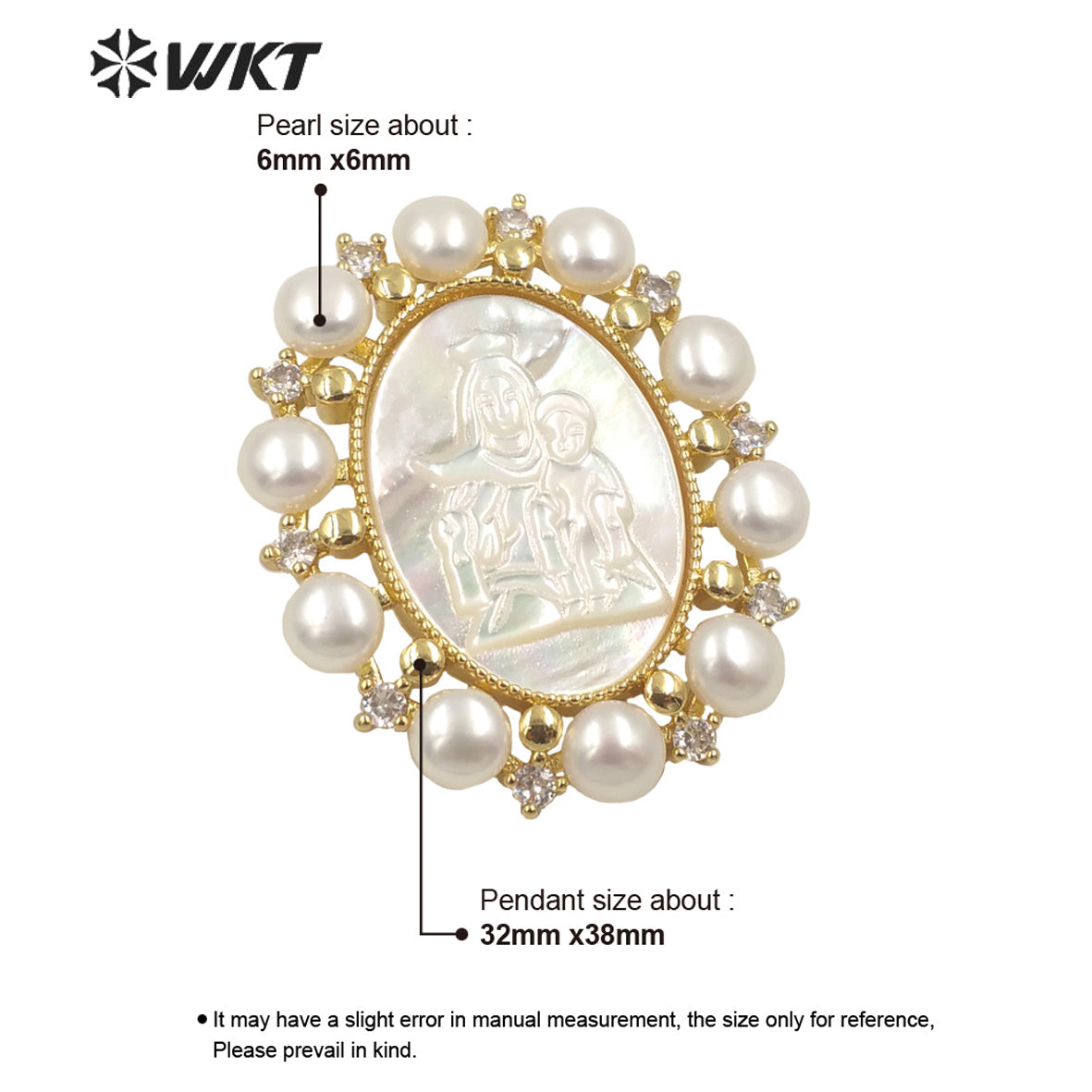 WT-JP274 Wholesale Fashion Gold Micro Pave Cubic Zircon Setting Pearl Pendant Women Gorgeous European White Pearl Pendant