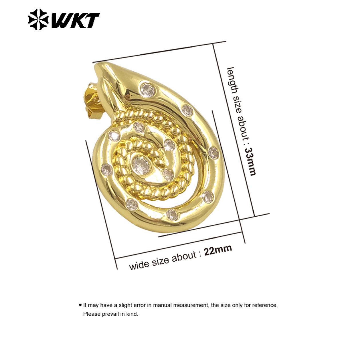 WT-ME113 Wholesale Hot Sale Unique Fashion 18K Gold Plated Zircon Earrings Bright Eye Fashion Pieces Brass Daily Accessories
