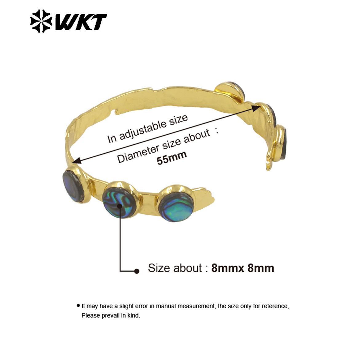WT-B681 New Material 18K Gold Plated Abalone Shell Open Upward Adjustable Bracelet Jewelry Finished for Friends As Birthday Gift