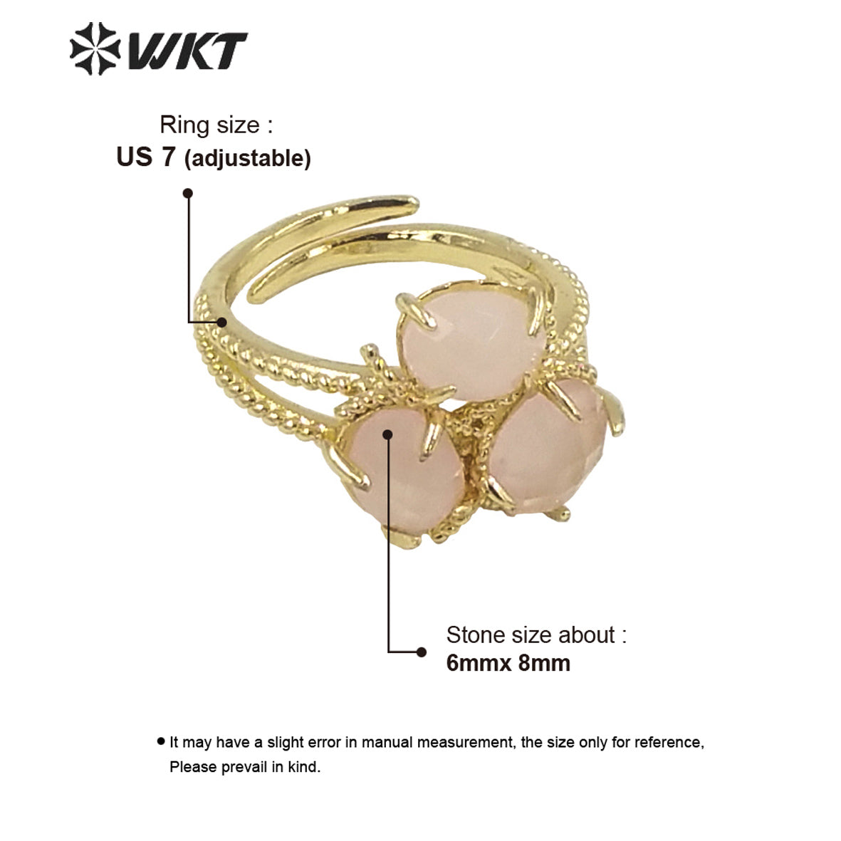 WT-R484 WKT Fashion Design Trendy Gift for Women Colorful Flower Shaped High Quality Gorgeous Natural Gemstone Stone Ring