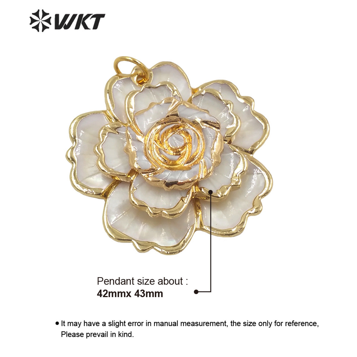 WT-JP241Wholesale New Amazing Hand Carved Big Shell Flower Pendant with Gold Trim Fashion Beauty Natural White Shell Flower