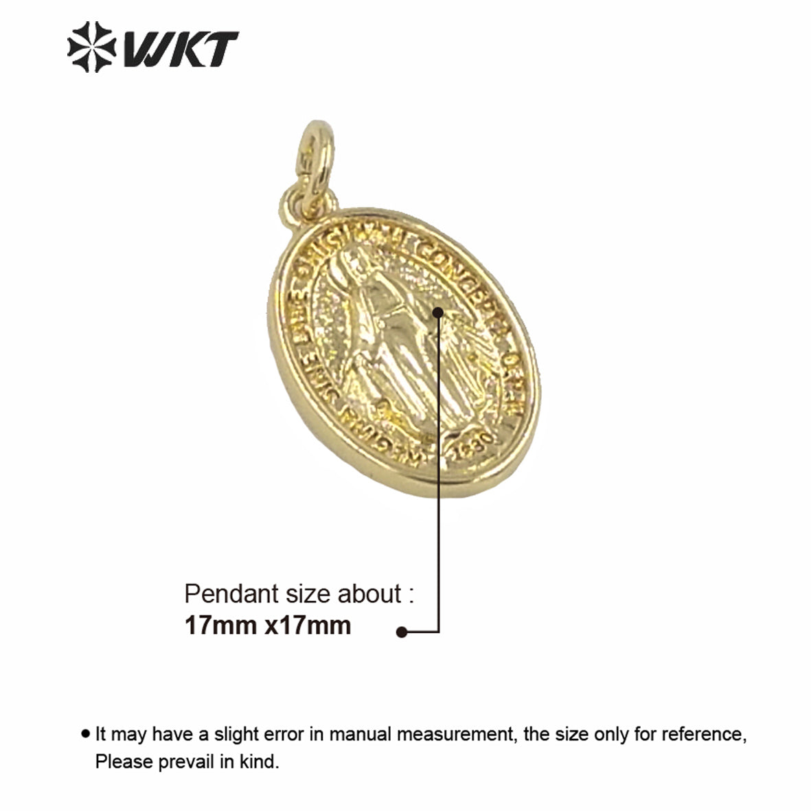 WT-MP162 Wholesale Small Charming Gold Electroplated Metal Jesus Christ Pendant 17mm Tiny Hot Single Loop Gold Charm Pendant